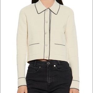 Sandro Natural Lore Braided-trim Knitted Cardigan